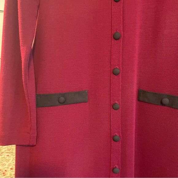 Vtg Talbots Wool Blend Maxi Sweater Dress Button Down Suede Collar Women Size S - Picture 5 of 8